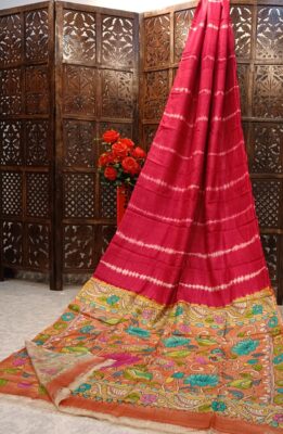 Pure Desi Tussar Silk Shibori Dyeing Sarees (19)