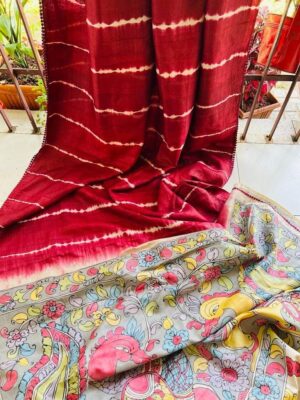 Pure Desi Tussar Silk Shibori Dyeing Sarees (2)