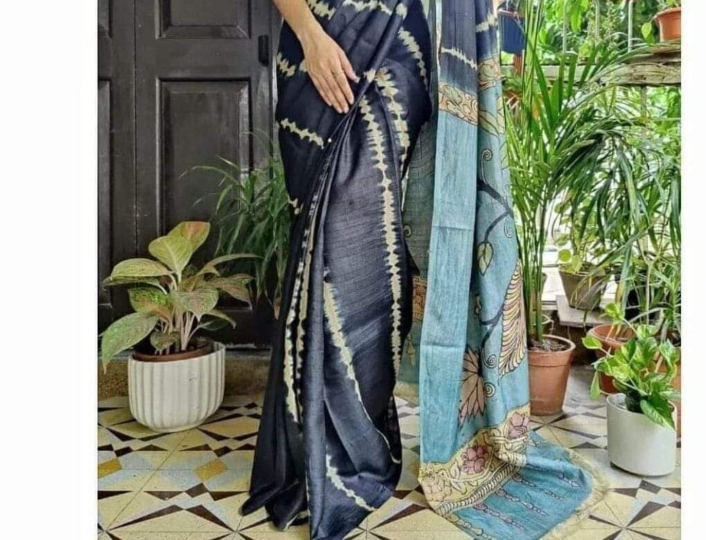 Pure Desi Tussar Silk Shibori Dyeing Sarees (3)
