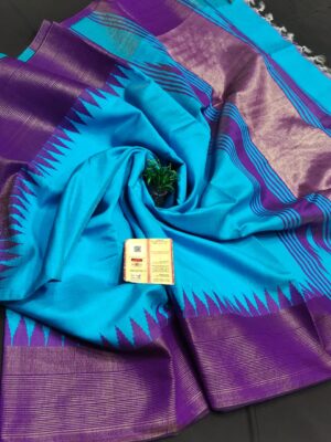 Pure Raw Silk Both Side Temple Border Sarees (16)