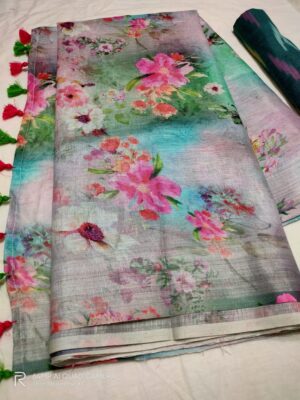 Purelinen Floral Printed Sarees (58)