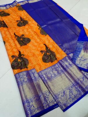 All New Designs Kanchipuram Pure Silk Kalamkari Sarees (12)