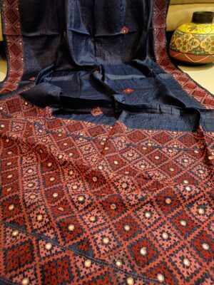 Beautiful Tussaer Silk Kutch Handwork Sarees (1)