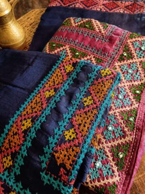Beautiful Tussaer Silk Kutch Handwork Sarees (10)