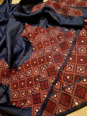 Beautiful Tussaer Silk Kutch Handwork Sarees (16)