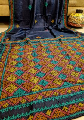 Beautiful Tussaer Silk Kutch Handwork Sarees (17)