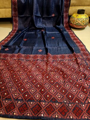 Beautiful Tussaer Silk Kutch Handwork Sarees (19)