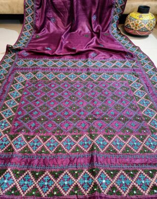 Beautiful Tussaer Silk Kutch Handwork Sarees (20)