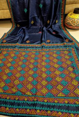 Beautiful Tussaer Silk Kutch Handwork Sarees (23)