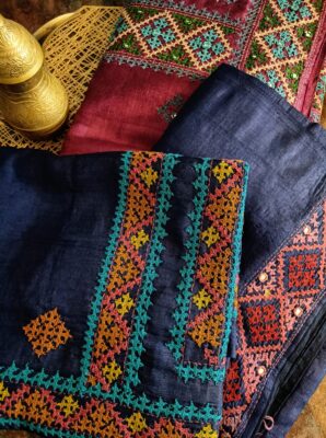 Beautiful Tussaer Silk Kutch Handwork Sarees (4)