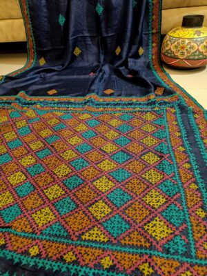 Beautiful Tussaer Silk Kutch Handwork Sarees (9)