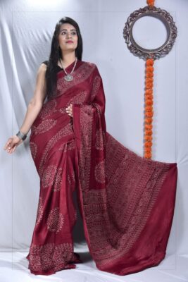 Designer Modal Silk Ajrakh Sarees (8)