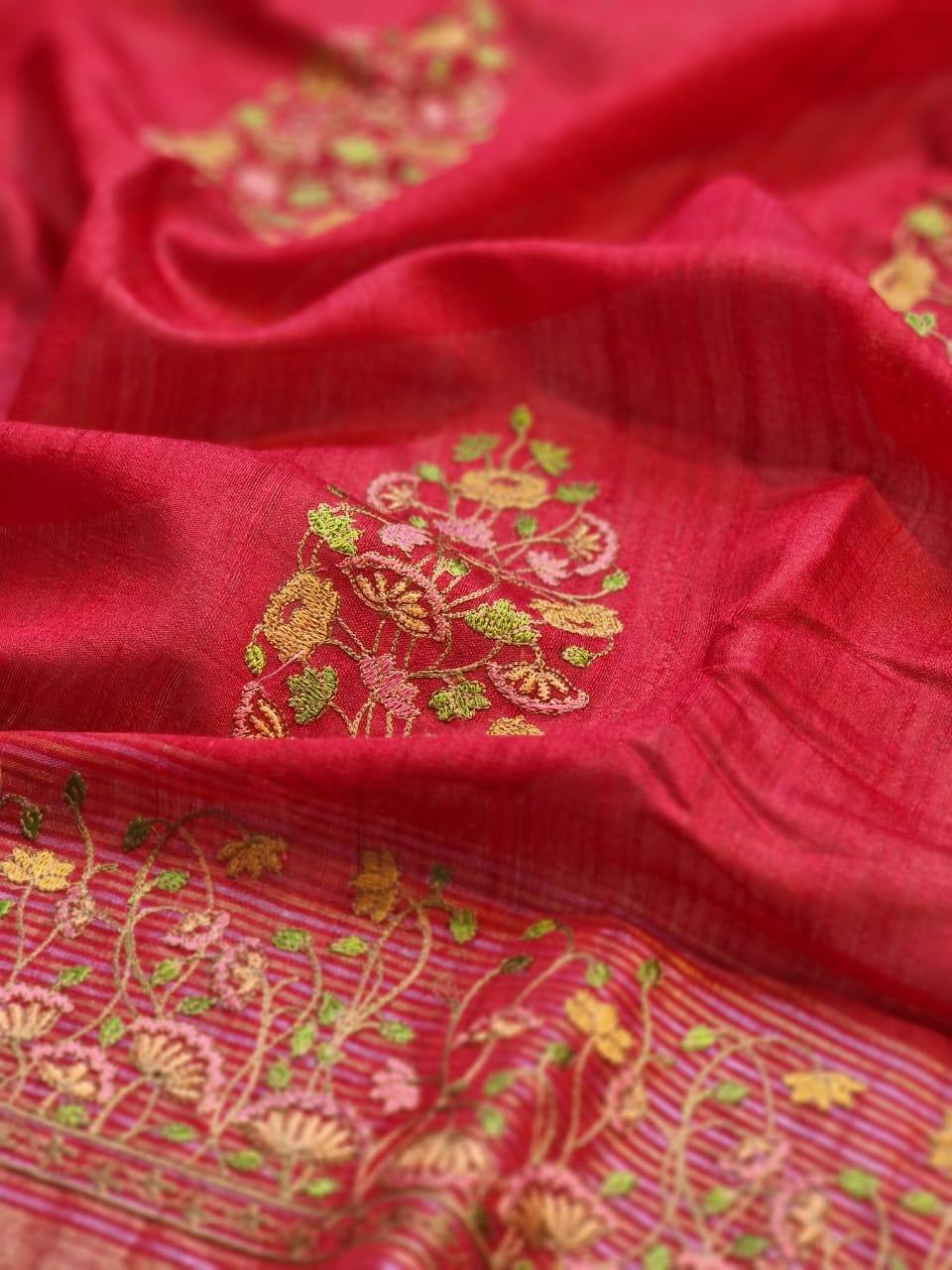 Exclusive Pure Tussar Silk Embroidary Pitchwai Border | siri designers