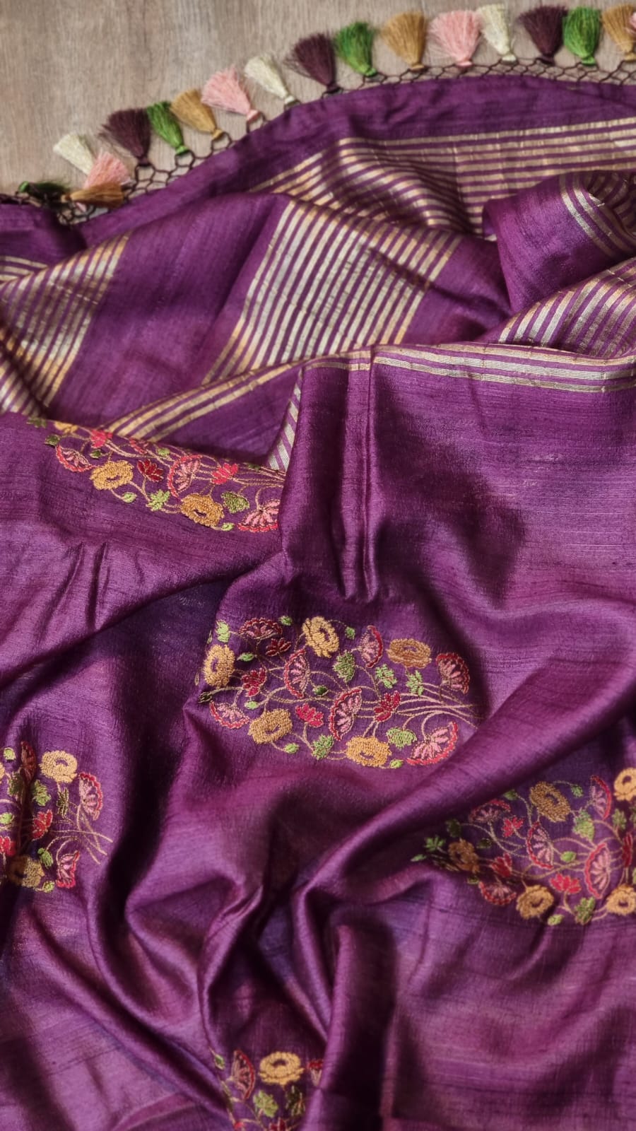 Exclusive Pure Tussar Silk Embroidary Pitchwai Border | siri designers