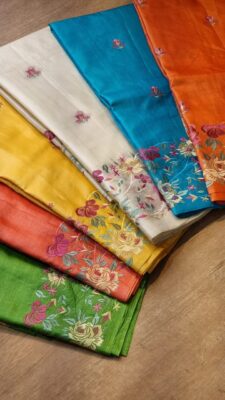 Exclusive Pure Tussar Silk Embroidary Sarees (3)