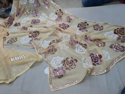 Georgette Sequence Floral Sarees (9)