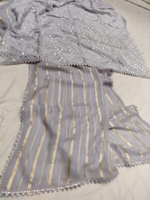 Georgette Stripes Weaving Sarees (3)