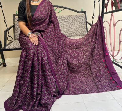 Modal Silk Ajrakh Printed Sarees Price (21)