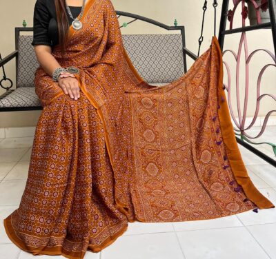 Modal Silk Ajrakh Printed Sarees Price (28)