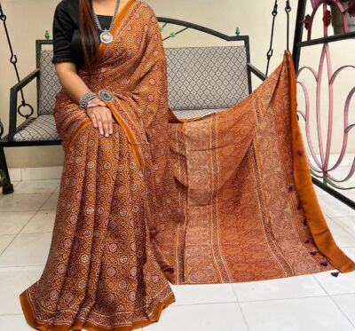 Modal Silk Ajrakh Printed Sarees Price (6)