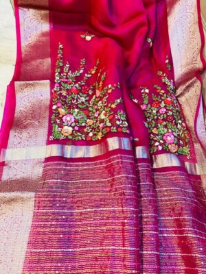 Organza French Knot Work Sarees (1)