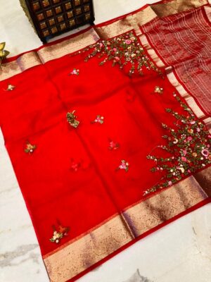 Organza French Knot Work Sarees (13)