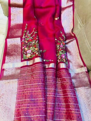 Organza French Knot Work Sarees (15)
