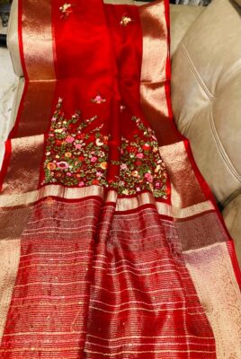Organza French Knot Work Sarees (7)