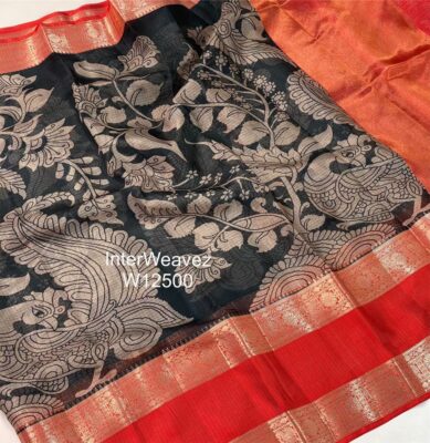 Premium Kota Silk Sarees With Kalamkari Digital Print (7)