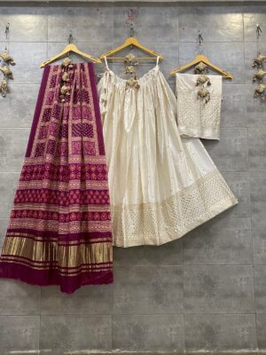 Pure Gajji Mushru Silk With Sequence Lehanga (4)