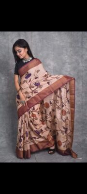 Pure Handloom Desi Tussar Silk Kalmakari Sarees (12)