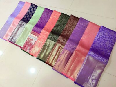 Pure Kanchipuram Silk Silver Weaving Sarees (1)