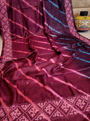 Pure Lehariya Tussar Silk Sarees (1)