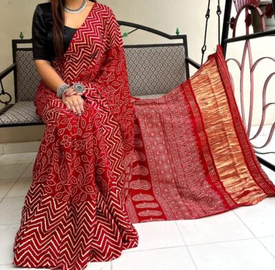 Pure Modal Silk Lagdi Patta Traditional Sarees (11)