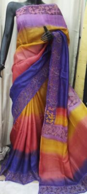 Pure Tussar Cutwork Sarees With Blouse (3)