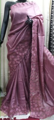 Pure Tussar Cutwork Sarees With Blouse (4)