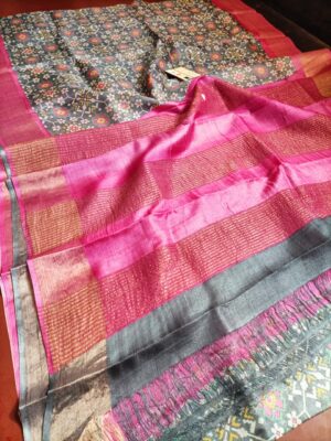 Pure Tussar Silk With Zari Border (40)