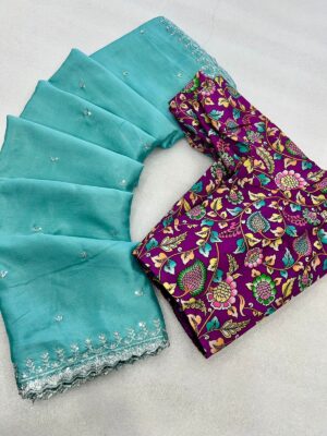 Chinnon Crepe Embroidary Sarees (12)