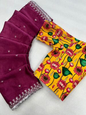 Chinnon Crepe Embroidary Sarees (13)