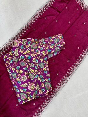 Chinnon Crepe Embroidary Sarees (23)