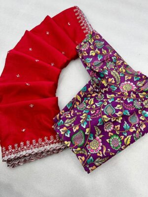 Chinnon Crepe Embroidary Sarees (3)