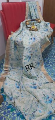 Pure Silk Linen Printed Sarees (2)
