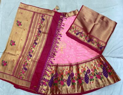 Semi Stritched Banaras Soft Silk Lehangas (10)