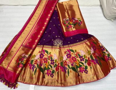 Semi Stritched Banaras Soft Silk Lehangas (15)