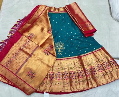 Semi Stritched Banaras Soft Silk Lehangas (16)