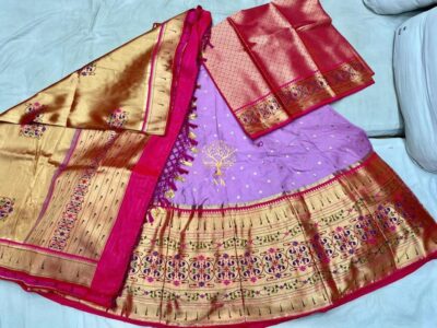Semi Stritched Banaras Soft Silk Lehangas (4)
