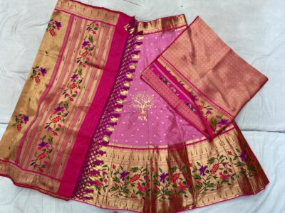 Semi Stritched Banaras Soft Silk Lehangas (5)