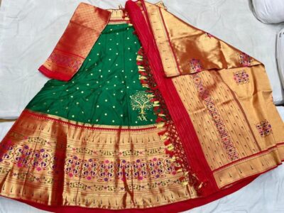 Semi Stritched Banaras Soft Silk Lehangas (6)