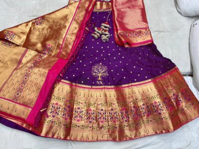 Semi Stritched Banaras Soft Silk Lehangas (8)