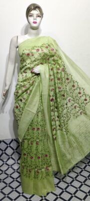 Beautiful Linen Silk Embroidary Sarees (10)